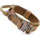 thumbnail image 1 of Collar para perros con asa de control, collar de nailon militar ajustable, hebilla de metal, acolchado para perros medianos, caza/entrenamiento al aire libre (marrón-XL), 1 of 5