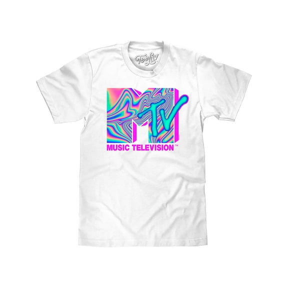 Tee Luv Men's Psychedelic MTV Logo Shirt (L)