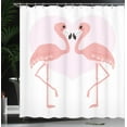 thumbnail image 4 of Ambesonne Kissing Shower Curtain, Pattern of 2 Flamingo Bird, 69"Wx70"L, White Blush, 4 of 5