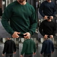 thumbnail image 2 of ZCFZJW Mens Cable Knit Sweater Trendy Fall Winter Regular Fit Casual Long Leeve Crewneck Pullover Sweaters Twist Textured Fisherman Sweater Tops Black S, 2 of 7