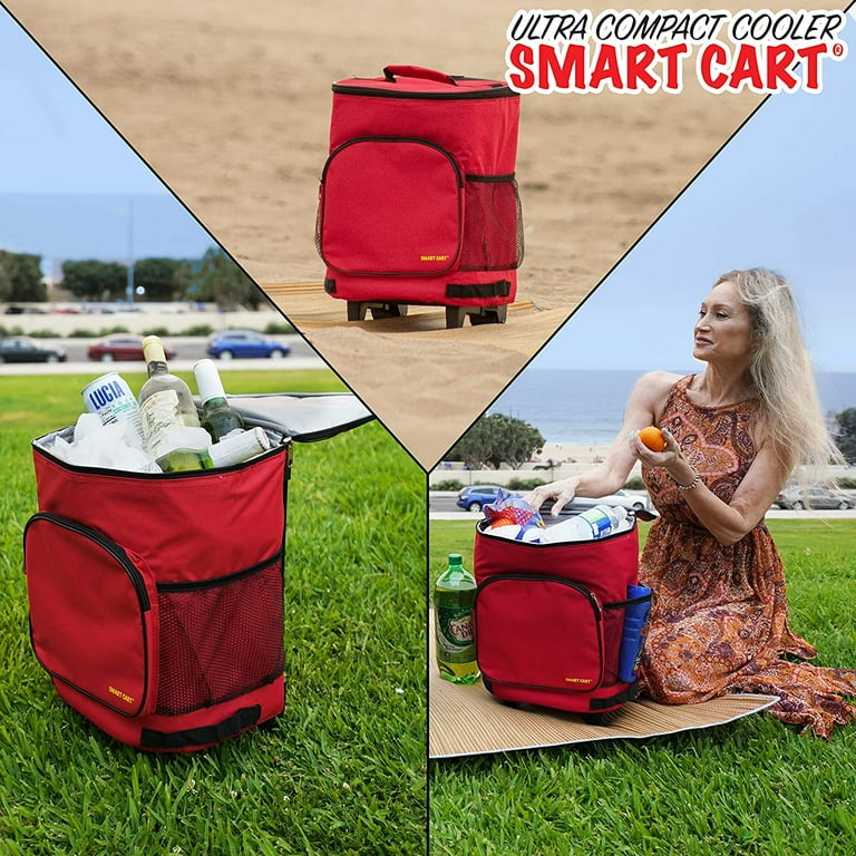 dbest products Ultra Compact Cooler Smart Cart, Red Insulated Collapsible  Rolling Tailgate BBQ Beach Summer - Walmart.com