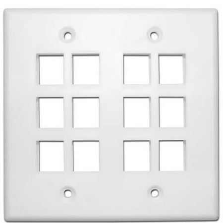 Skywalker Signature Series Keystone Wall Plate for 12 Jacks, Double Gang, White
