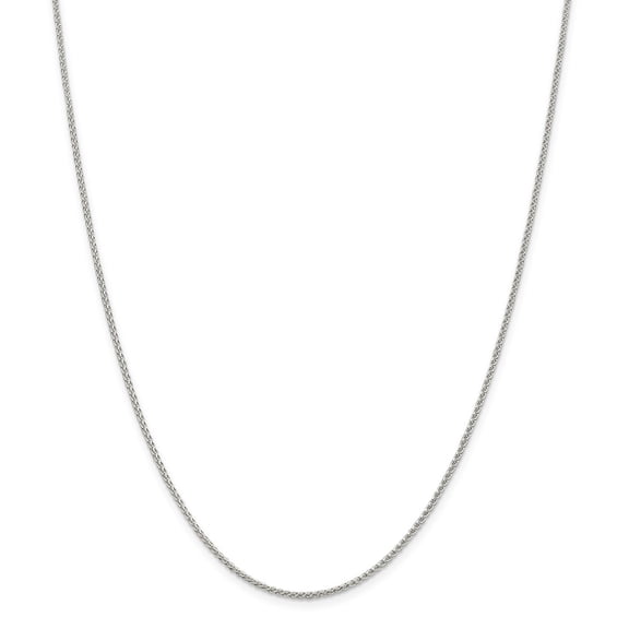 White Sterling Silver chain Spiga (Wheat) Round 16 in 1.5 mm