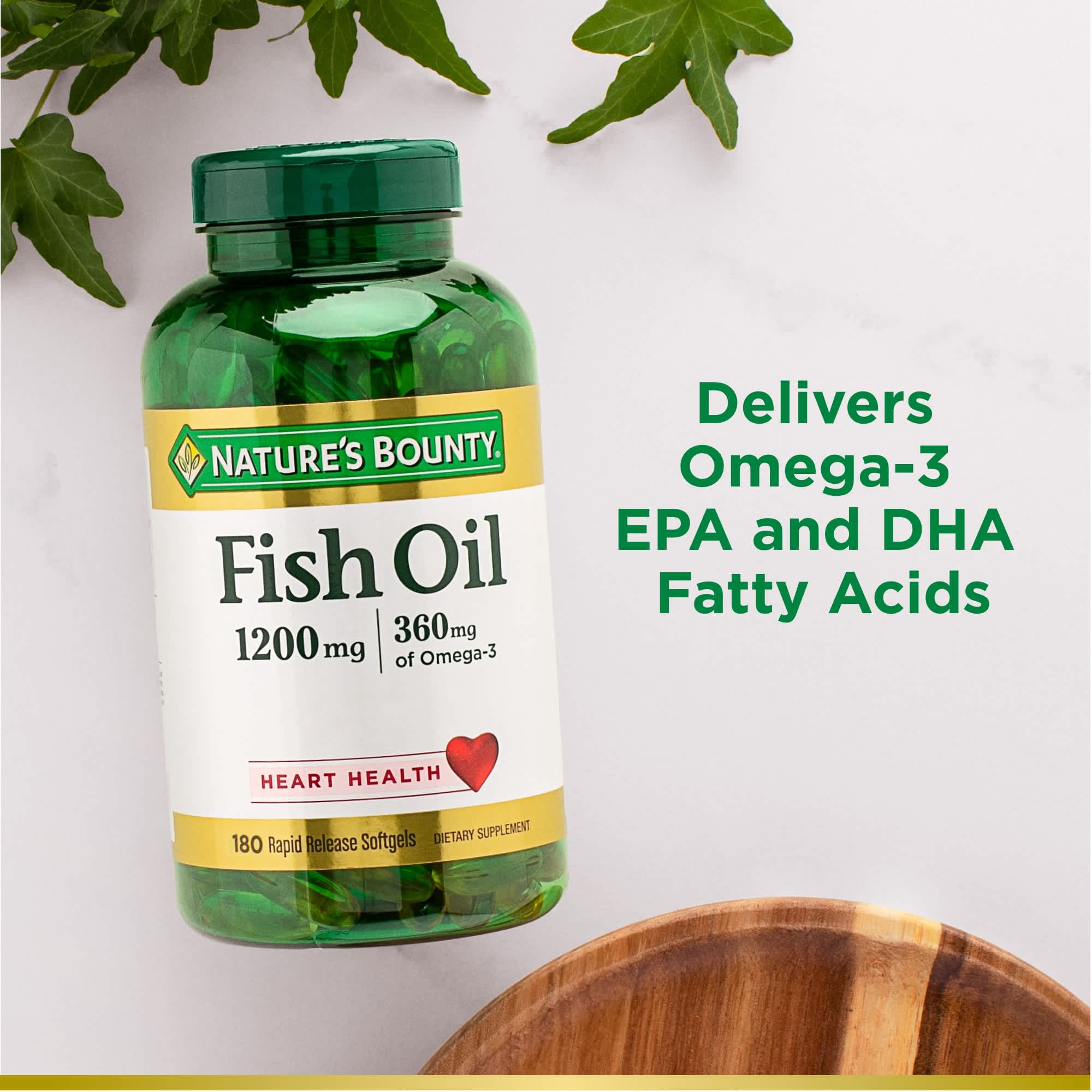 Nature's Bounty Fish Oil Softgels, 1200Mg, 180 Ct, 2 Pack - image 5 of 7