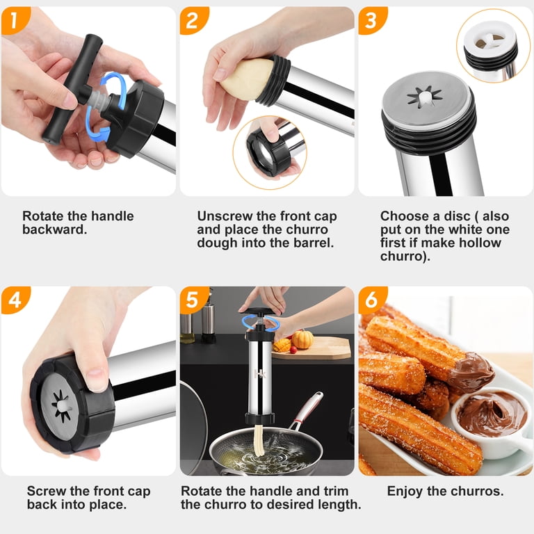 【★】チュロスメーカー/CHURRO MAKER、絞り機 HK, Churro Maker Kit, 4 Nozzles with Stainless Steel Barrel
