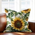 thumbnail image 2 of Spring Flower Throw Pillow Cover Sunflower Leaf Cotton Linen Cushion Cover Throw Pillow Case with Invisible Zipper for Couch Sofa Bed Chair Car 16x16 Inch, 2 of 9