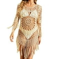 thumbnail image 1 of Bikini para mujer, traje de baño con encaje de ganchillo calado con borlas, traje de baño suelto, vestido de cobertura Pompotops lopia1000416, 1 of 9