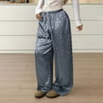 thumbnail image 6 of Fiaer Women Leopard Satin Pajamas Pants High Waisted Trendy Sleepwear Trousers Wide Leg Baggy Casual Comfort Lace up Pjs Slacks Grey S, 6 of 9
