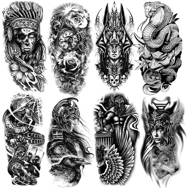 Tatuaje Temporal Tatuaje falso Animal Manga del brazo Tatuaje Diseño de moda Transferencia de agua para mujer Hombre Ehuebsd Libre de BPA