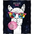 thumbnail image 2 of Llama Blanket Gifts for Women Girls Boys, Funny Cartoon Alpaca Decoration for Home Bedroom Living Room Couch Lounge, Soft Fluffy Lightweight Throw Blankets Black 50"x60", 2 of 5