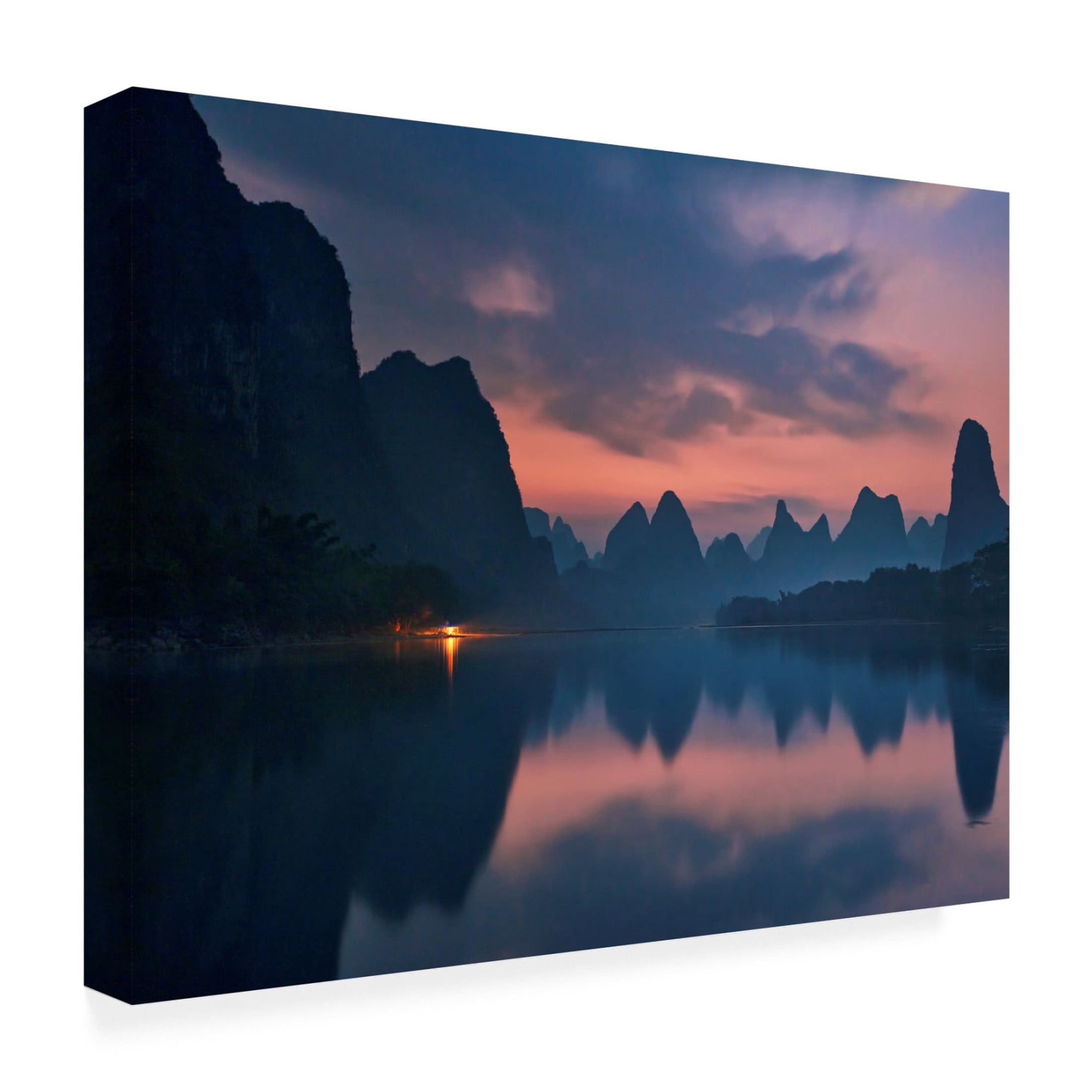 Canvas Wall Art - Yan Zhang 'The Dawn Of Li River' Wall Art for Living Room, Bedroom, or Office D?cor by Trademark Fine Art - 24 x 18 Inches