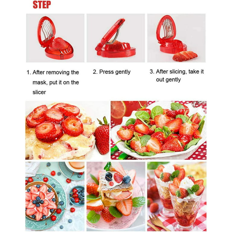 Happon Strawberry Slicer Kitchen Gadget, Strawberry Cutter Slicer Stainless  Steel Blade Cutter Slicer Craft Fruit Tools (2 Pcs) 