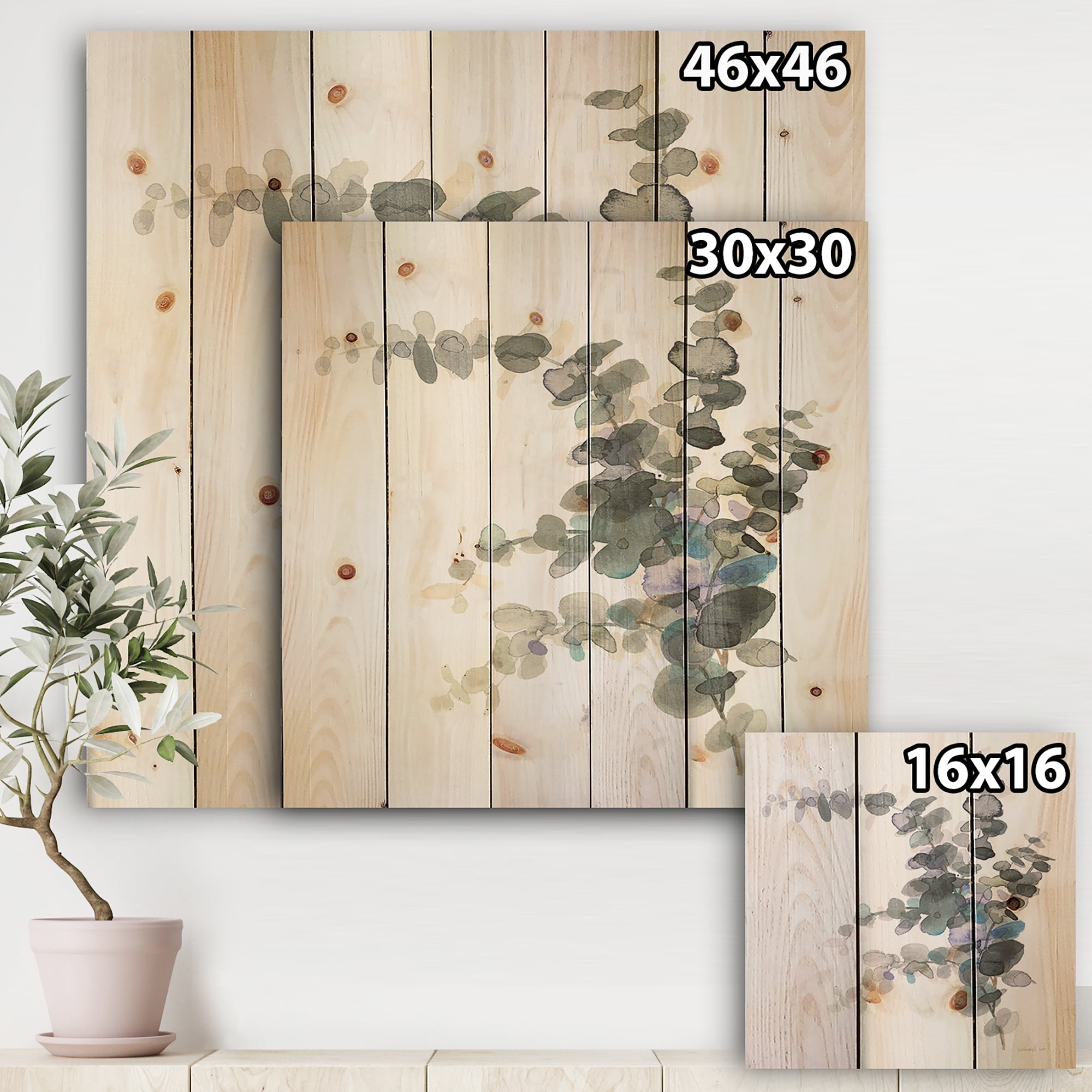 Designart 'Grey Abstract Flower III' Traditional Print on Natural Pine Wood