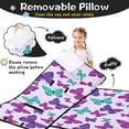 thumbnail image 3 of Butterfly and Purple Green Pattern Teens Toddler Nap Mat with Pillow, Sleeping Mat Bag for Preschool Daycare 59"x22", 3 of 6
