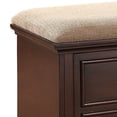 thumbnail image 4 of Benjara BM221541 Wooden Bench with Fabric Seat & Storage Space, Brown & Beige, 4 of 6