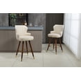 thumbnail image 5 of Luccalily Velvet Bar Stools Set of 2,the seat with a 360 degrees rotate Bar Stools with Back and Footrest,Modern Design and wooden Base for Kitchen,Bistro Pub, Dining Room Counter, 5 of 15