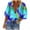 Blue, variant on Ichuanyi Womens Tops, Fashion Women's Loose Tie-dye Print V-Neck Long Sleeve Buttons Shirt Blouse Tops