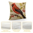 thumbnail image 4 of HENGT  Red Cardinal Birds Square Throw Pillow Cases Hawthorn Tree Branch Bird Nest Decorative Cushion Covers French Stamp Background Home Living Room Decor Pillowslip, 4 of 5