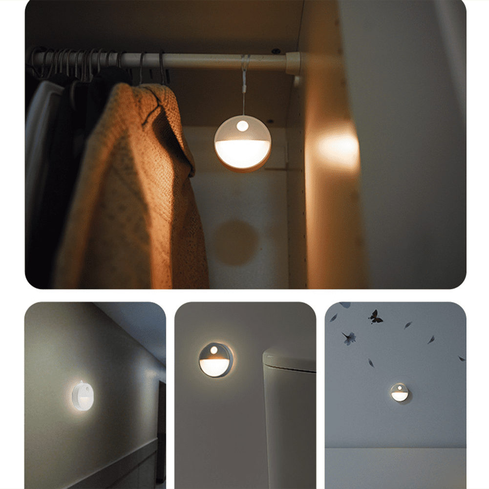 Kepooman 2 Pcs Portable Stick-On Motion Sensor LED Night Light for Hallway Stairs Bedroom, Battery Powered, Daylight