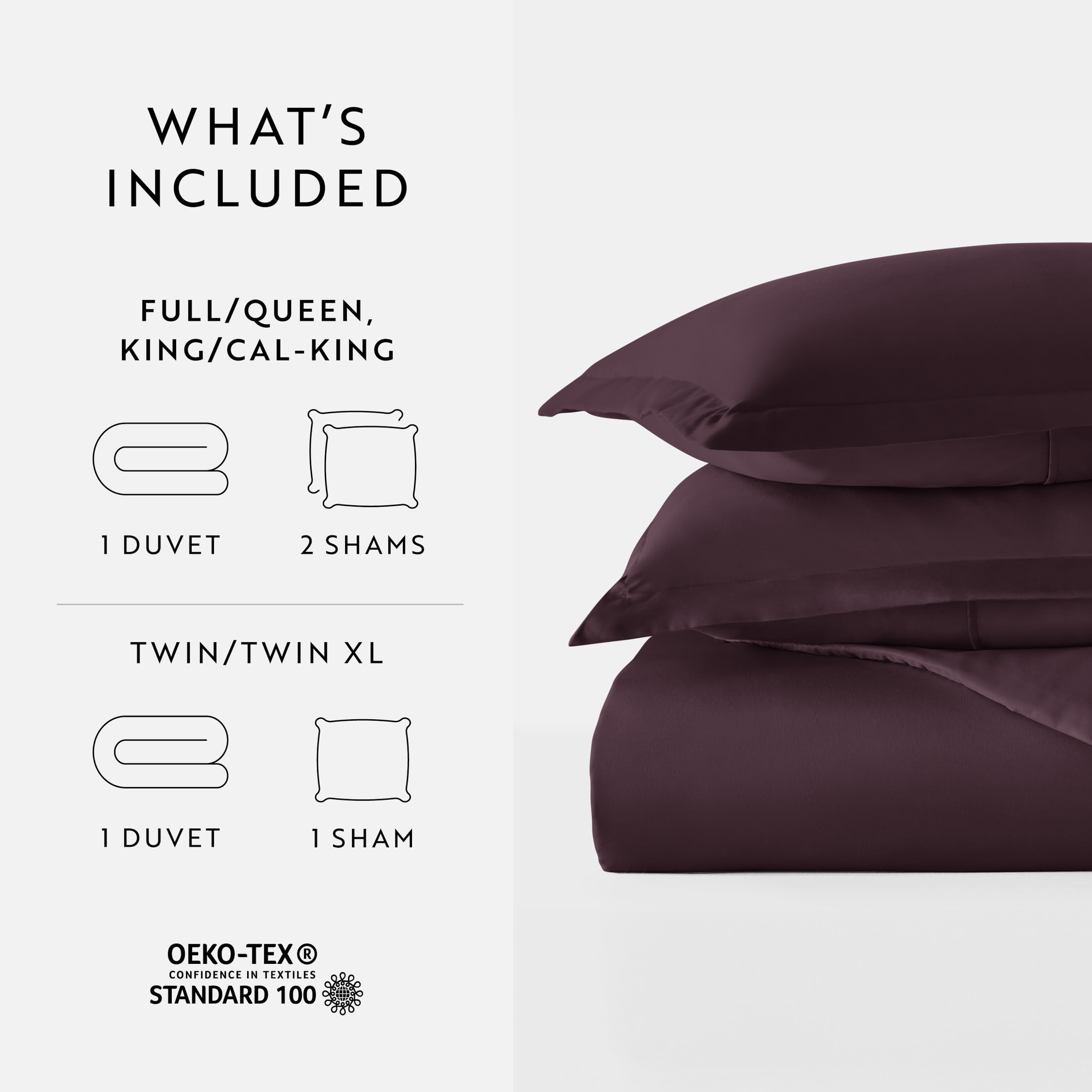 Noble Linens 3-Piece Purple Duvet Cover Set, Full/Queen