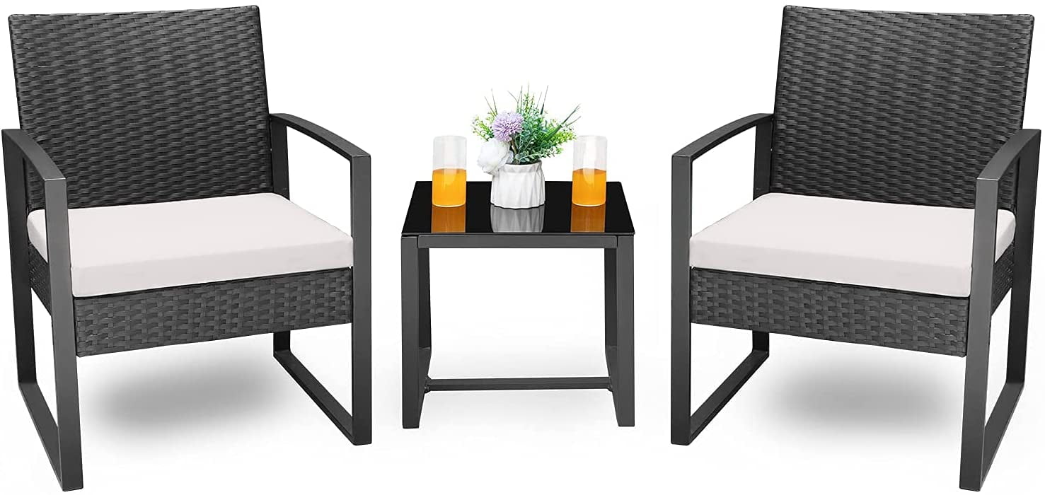 Homall Balcony 3 Piece Furniture Table Garden Backyard Outdoor Patio