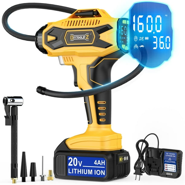 Compresor de aire inflador de neumáticos inalámbrico DIYToolifz 160 PSI 20 V