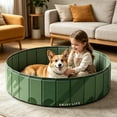 thumbnail image 3 of Rirool 32" Foldable Cat Ball Pit Playpen for Cats, Small Dogs & Toddlers, Sturdy Oxford Pet Play Yard for Indoor Outdoor Use, Portable Pet Pool, Dark Green, No Balls Included, 3 of 8