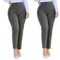 thumbnail image 4 of Lroveb Dress Pants for Women, High Waisted Taper Womens Plus Size Stretch Work Casual Pants Business Straight Trouser With Pocket Dark Grey, 4 of 4