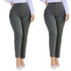 thumbnail image 4 of Pantalones de vestir Prolriy para mujer, tallas grandes, cintura alta, elásticos, para trabajo, informales, rectos, de negocios, con bolsillo, color gris 2 S, 4 of 4