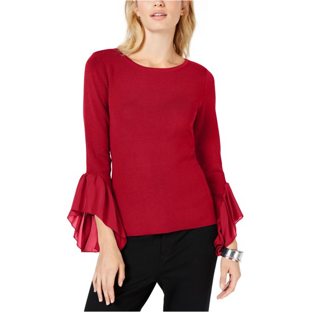 INC Womens Georgette Cuff Pullover Sweater, Rojo, XX-Large I-N-C Pull-over