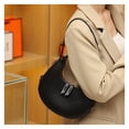 thumbnail image 4 of Fashion Leather Women Handbag Solid Crescent Hobos Shoulder Underarm Bags，black, 4 of 5