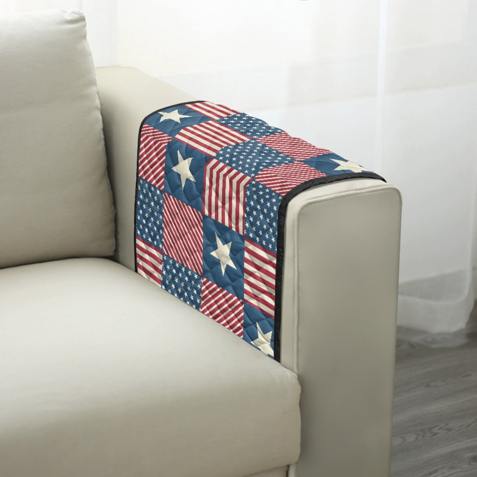 TSOVTHRID American Flag Grid Print Sofa Arm Cover Soft Couch Arm Protector, Arm Cover for Recliner, Furniture Protector for Leather Sofa Couch 4th of July Patriotic Living Room Decoration