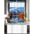 thumbnail image 6 of No Hook Cloth Fabric Shower Curtain with Snap in Liner, Blue Mountain Waterproof Shower Curtains Set with See Through Top Window, Yellow Forest Modern Art Farmhouse Bath Curtains Shower 36"x72", 6 of 6