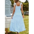 thumbnail image 3 of utcoco 2024 Women's Summer Plaid Smocked Dress A Line Tiered Long Dress, 3 of 4