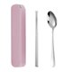 thumbnail image 1 of Bearachild Juego de cucharas y palillos portátiles, 2 uds., oficina de estudiantes de acero inoxidable con caja de almacenamiento Mostrada Dicker rosa Zweiteiler, 1 of 6