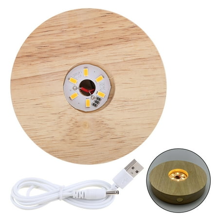 

Sorrowso 1 PC for Touch Control Wood LED Night Lamp Base Crystal Crafts Glass Decoration Luminous Base Crafts Natural Wood Proces