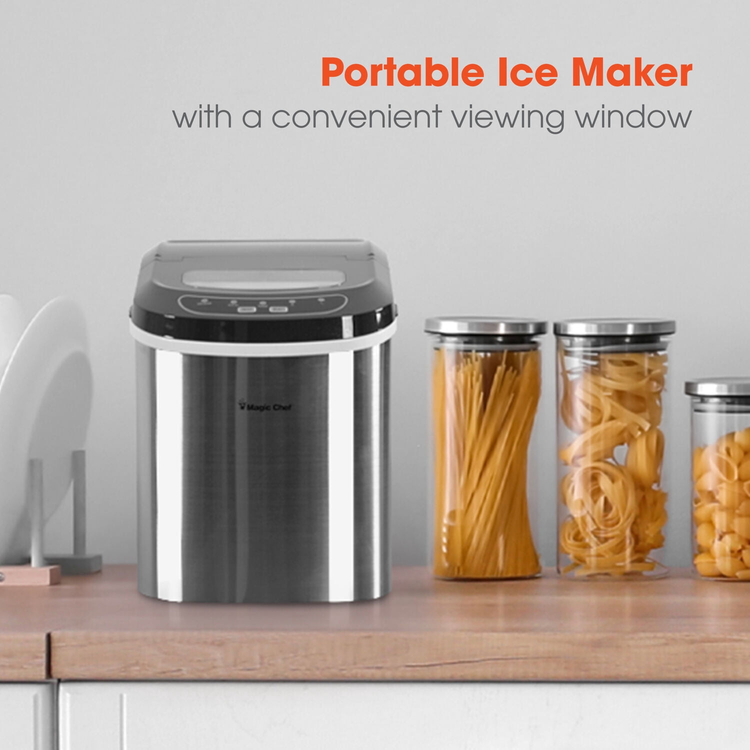 Magic Chef 27-Lb. Portable Countertop Ice Maker in Stainless Steel