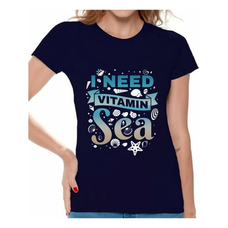Awkward Styles I Need Vitamin Sea Tshirt for Women Vacation Shirts Summer Vibes T Shirt Funny Gifts for Summer Beach Vibes Tshirt Women's Beach Shirt Funny Beach Party Outfit Vacay Gifts for (Best Summer Gifts For Her)