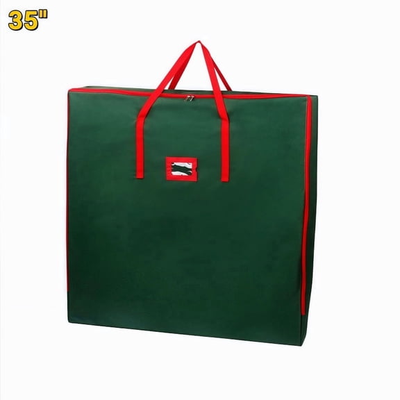 Holiday Storage Bag, 35" Square Pop-Up Container for Christmas Tree, Wreaths, Lights & Ornaments, Green