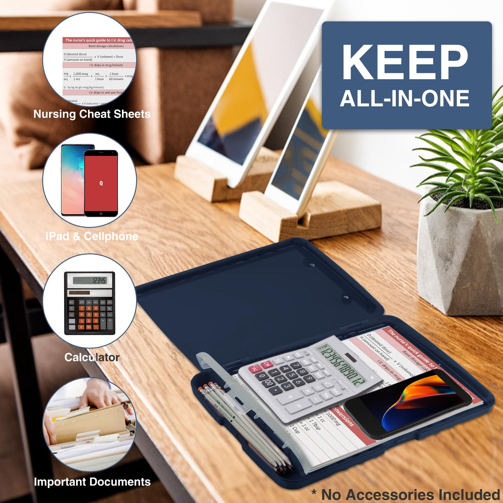 Clipboard With Storage  Clip Board 8.5 X 11 Pen Holder Plastic Organization Case Box For Letter Legal A4 Size Paper Low Profile Teachers Haves School & Office Supplies