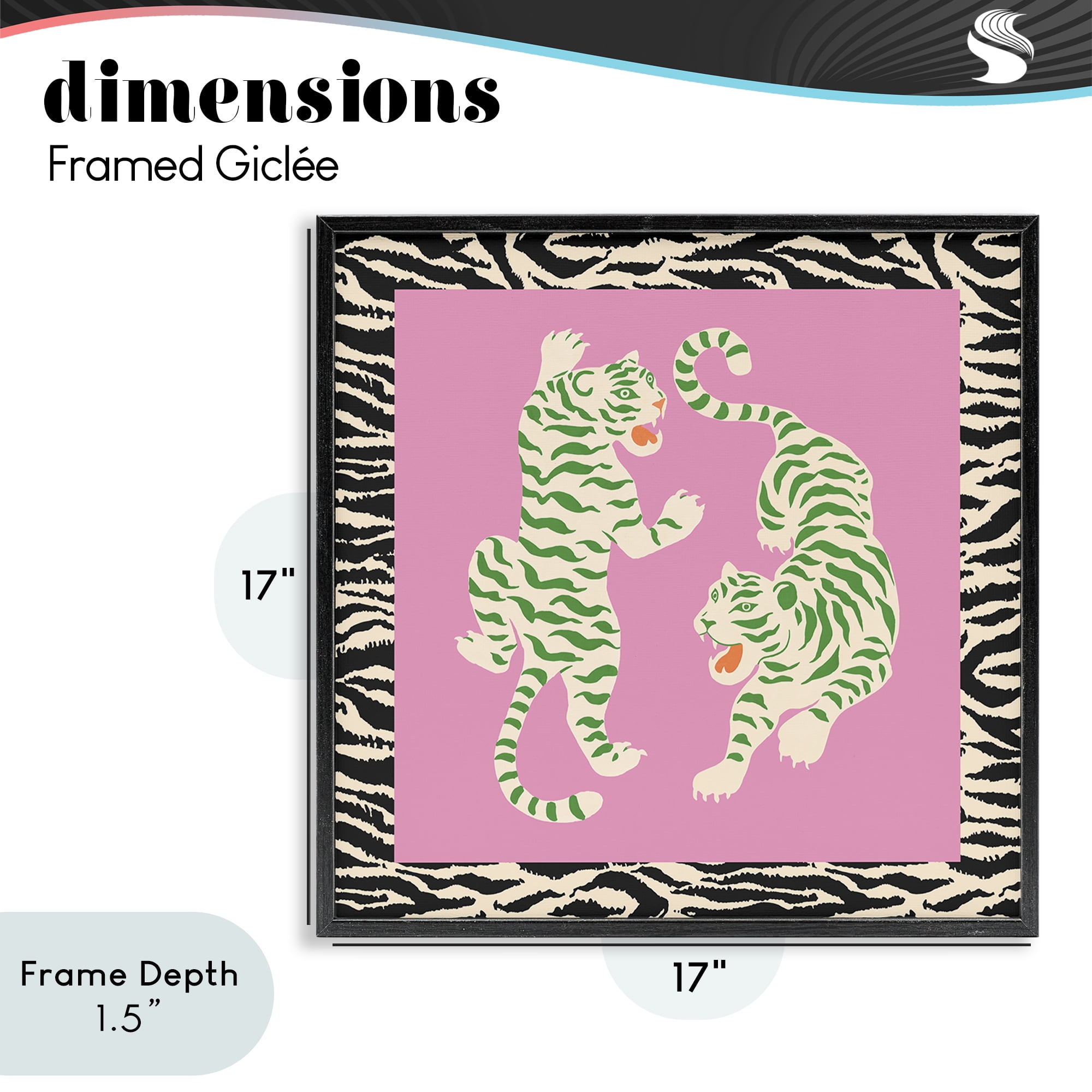 Stupell Industries Purple & Green Twin Tigers Black Framed Giclee Art, design by Karolina Sato