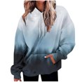 thumbnail image 2 of Tops for Women Plus Size Gradient Print Hooded Long Sleeved Pocket Long Top Fall Winter Sweatshirt White XXL, 2 of 5