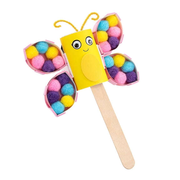 Fun Express 5 1/4" x 7 1/2" Pom-Pom Butterfly Craft Tube Craft Kit - Makes 12