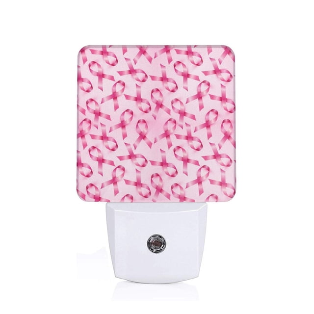 Balery Breast Cancer Ribbons Awareness Luz Nocturna LED con Sensor Automático, Enchufe con Sensor Crepuscular, Luz Suave de 0.5W para Dormitorio, Pasillo, Baño-US