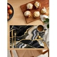 thumbnail image 2 of Marble Texture Placemats Set of 6, Black Gold Abstract Crack Cotton Linen Table Mats Non-Slip Washable Black Gold Marbling Print Placemat for Holiday Banquet Dining Kitchen Table Decor, 2 of 6