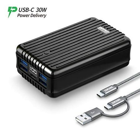 New Zendure A8PD 26800mAh USB-C Portable Charger 30W PD Power Bank (2 in 1 Cable, LED Digital Screen), 5-Port Quick Charge External Battery for iPhone X, Nintendo Switch, Samsung S9 and More