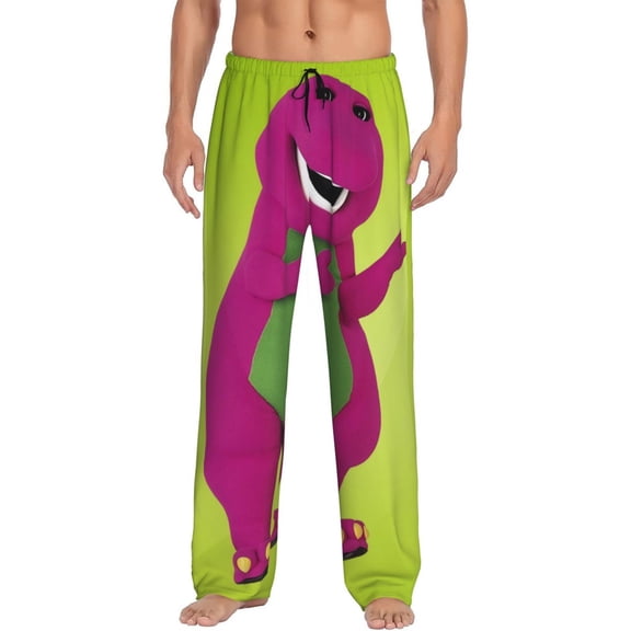 Barney And Friends Pajama Pants for Men, Super Soft All over Print Lounge Pants Sleepwear Bottom with Pockets Drawstring