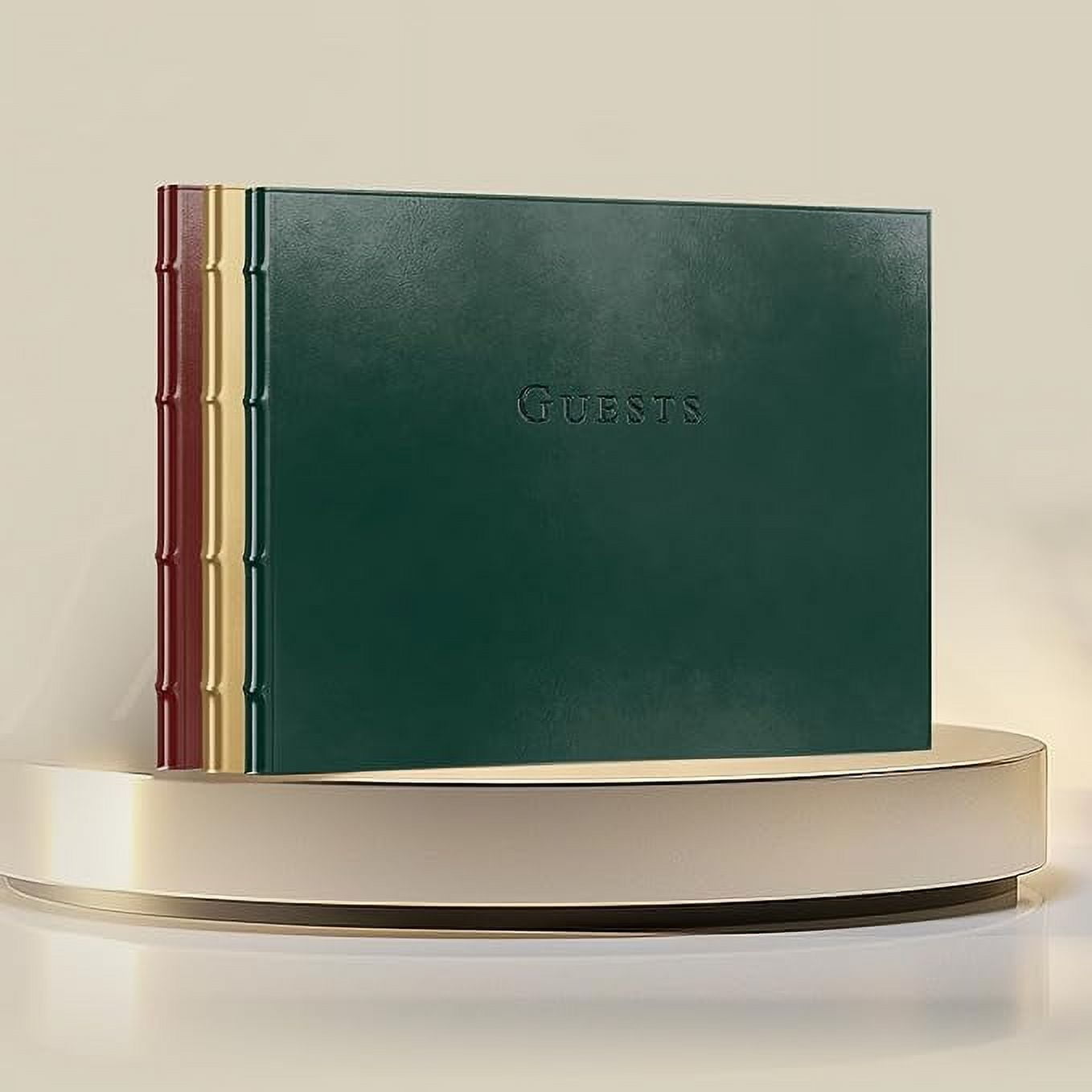 Leather Guest Book Journal by Gallery Leather, 7" x 9", 192 Gold Gilded Ruled Horizontal Pages, Hard Cover, Ribbon Bookmarker, Acadia Tan