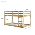 thumbnail image 2 of Harper & Bright Designs Solid Wooden Bunk Bed Twin over Twin with Ladder, Twin Floor Bunk Bed Frame for Bedroom, Natural, 2 of 10