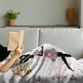 thumbnail image 3 of Feminine Soft Flannel Fleece Blanket, Girl with Floral Umbrella and Dress Walking with Butterflies Inspirational Art, Cozy Plush for Indoor and Outdoor Use, 60" x 80", Black and Pink, by Ambesonne, 3 of 5